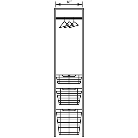 Hardware Resources Satin Nickel Closet Pullout Basket with Slides 16"Dx17"Wx6"H POB1-16176SN